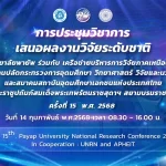 การประชุมวิชาการเสนอผลงานวิจัยระดับชาติฯ ครั้งที่ 15 (The 15th Payap University National Research Conference 2025 In Cooperation : UNRN and APHEIT)